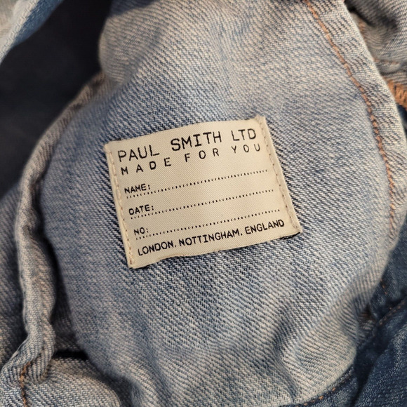 Paul Smith Italy Denim Jean Jacket Womens Large Cropped V Neck Light Wash Pocket - Picture 8 of 10